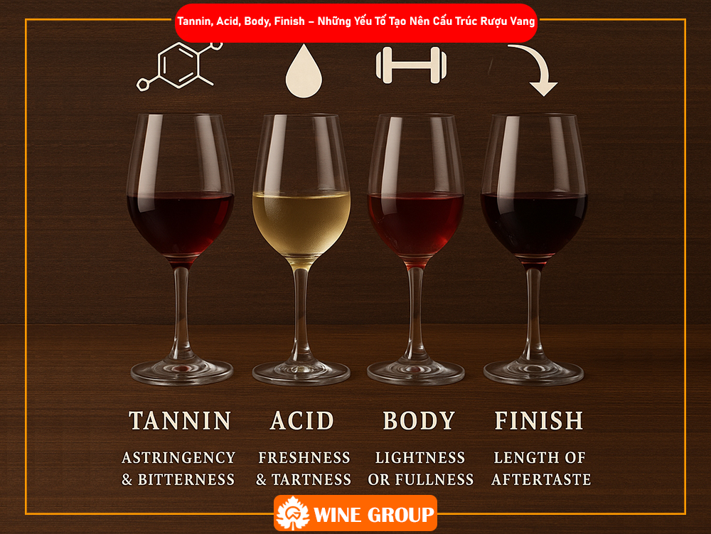 Tannin, Acid, Body, Finish